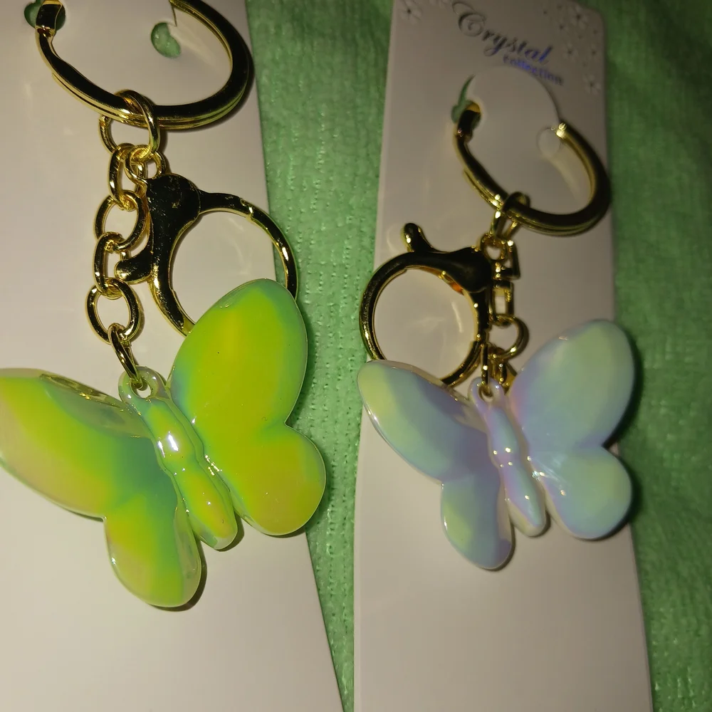Iridescent Butterfly Keychain Set Of Two